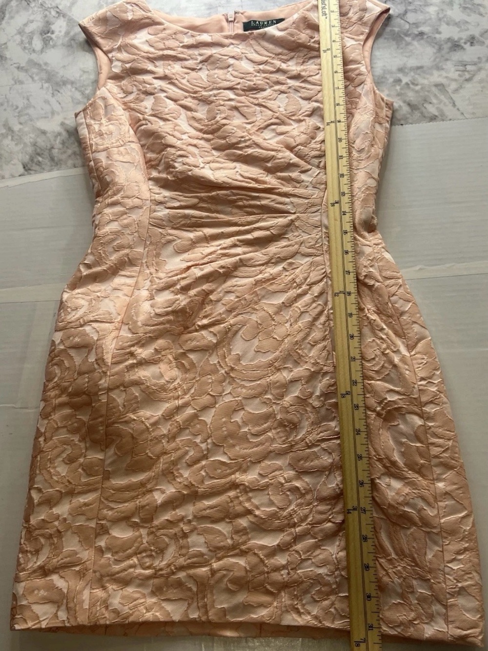 Lauren Ralph Lauren Pink Jacquard Sheath Dress Size 4 Elegant Cocktail Career - Picture 13 of 14